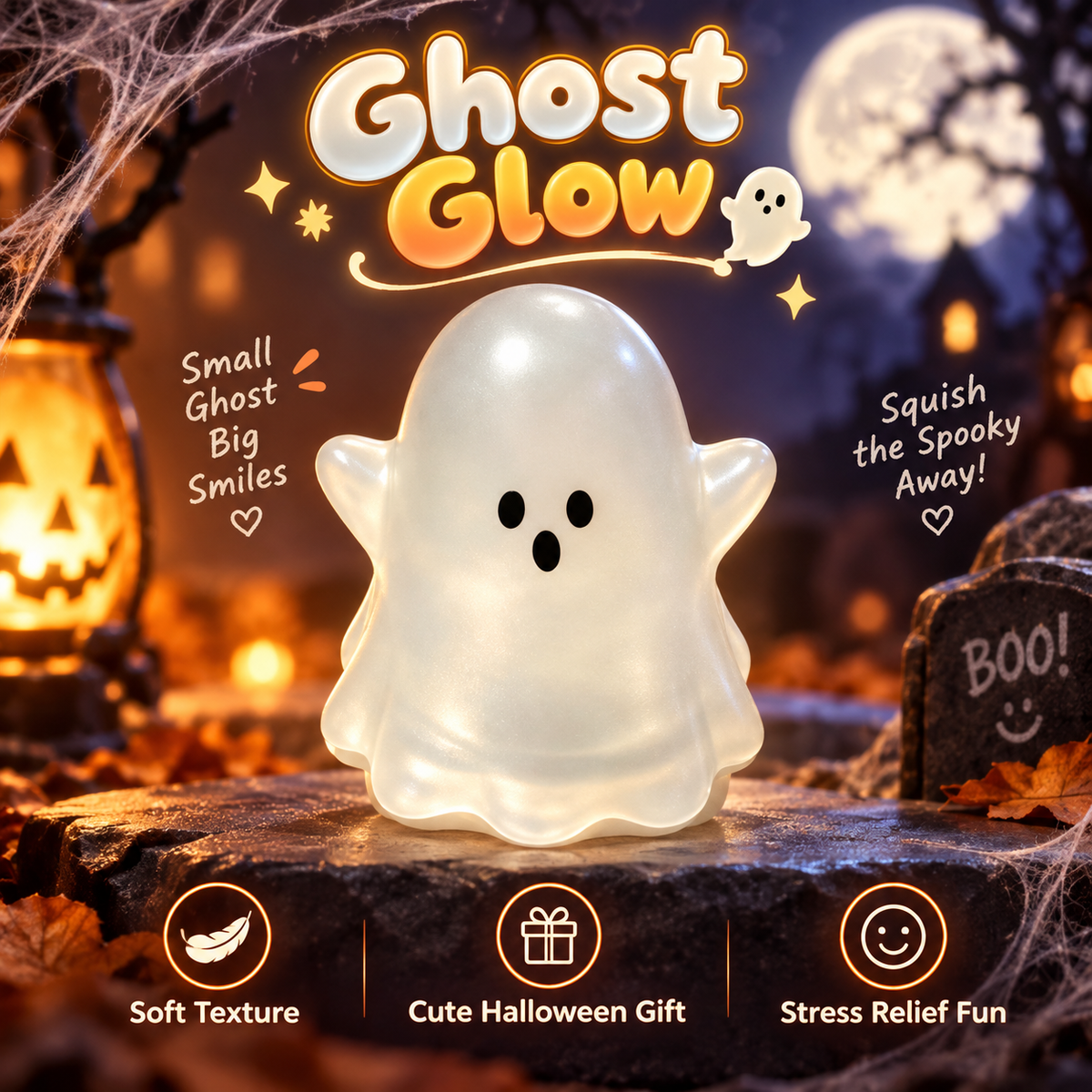 ๐ป๐๐ฆHalloween Edition Squishies โ Cute Ghost, Bat & Pumpkin Collectible Gift Set