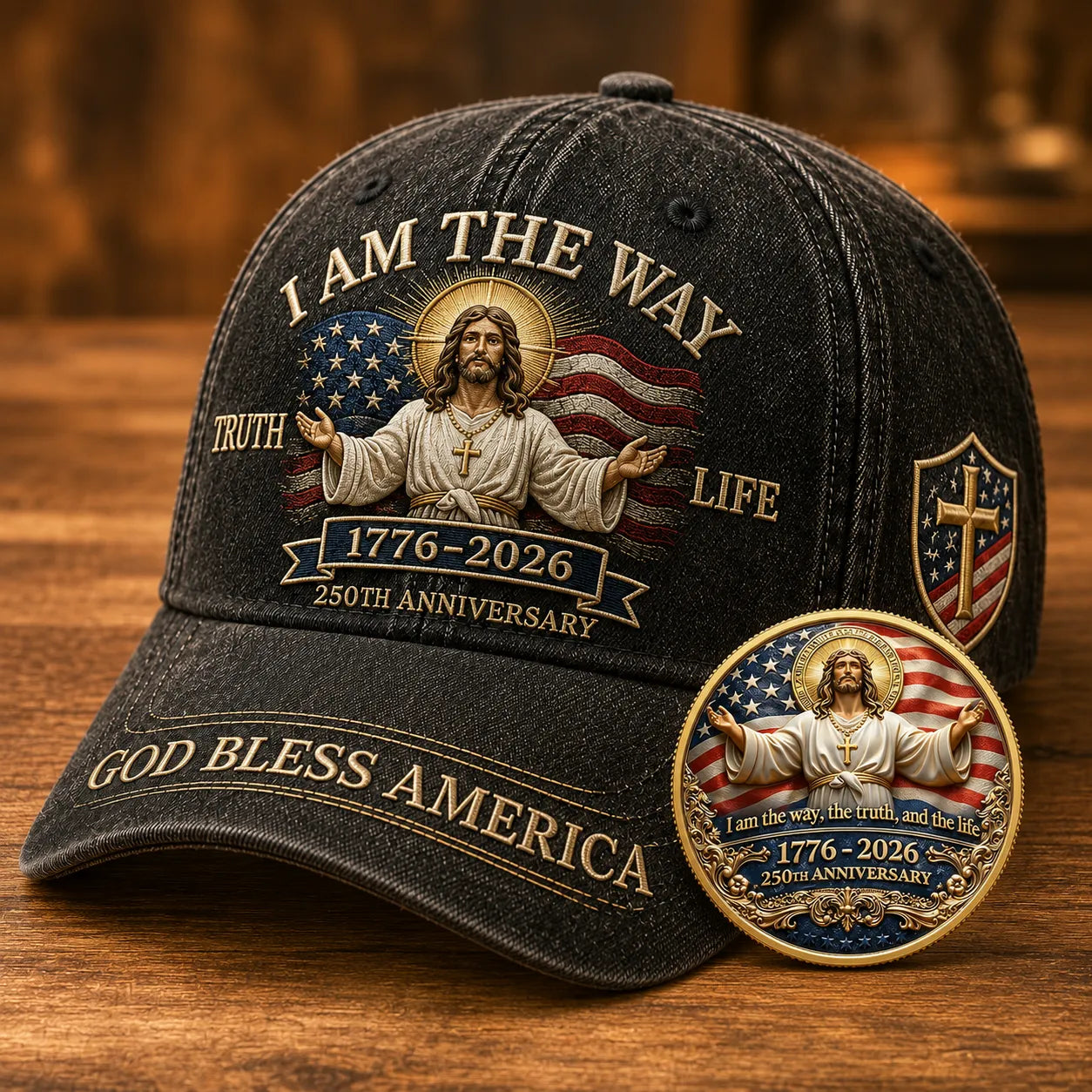 I Am The Way 1776โ2026 Faith Heritage Cap ๐ Free Double-Sided Honor Coin With Every Cap Purchase ๐บ๐ธ