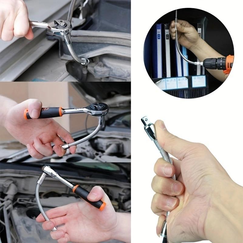 🔧👨🔧Flexible Socket Extension Rod, Bendable Wrench Extender for Auto Mechanics