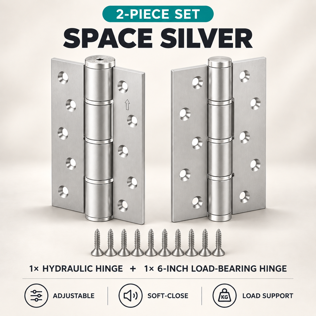 Hydraulic Self-Closing Door Hinge Set – Adjustable Soft Close & 90° Hold-Open