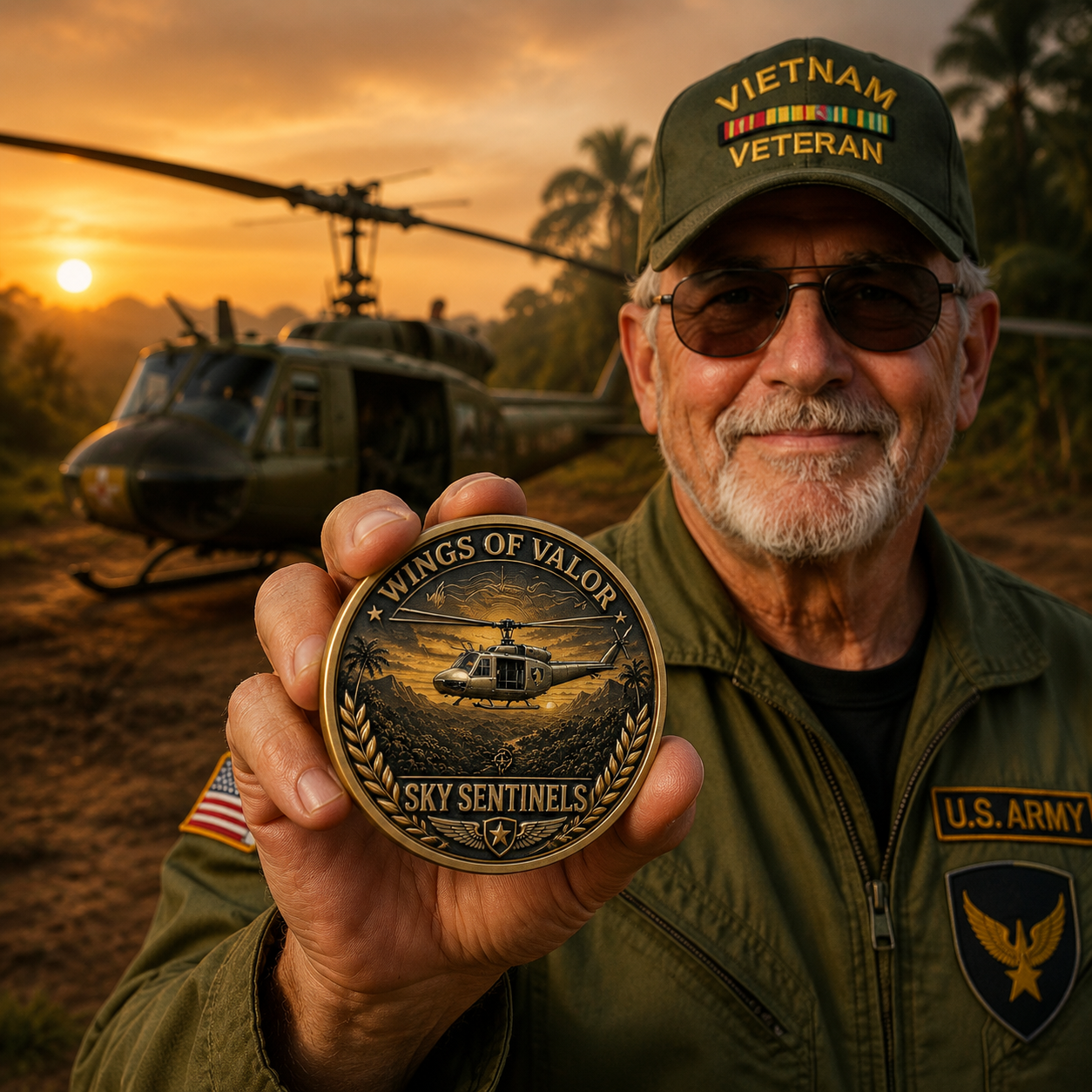 Air Cavalry Huey Helicopter Commemorative Metal Medal