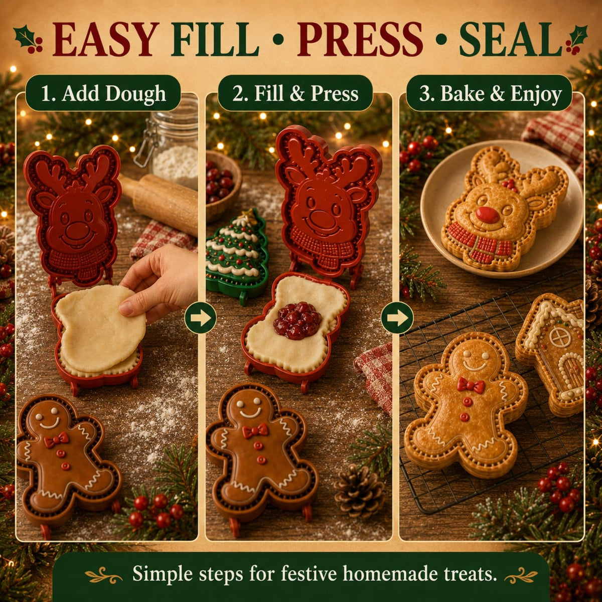 🎅16-Design Christmas Mini Pie Molds- 3D Printed Fidget & Baking Tools for Winter Party Treats & Gifts