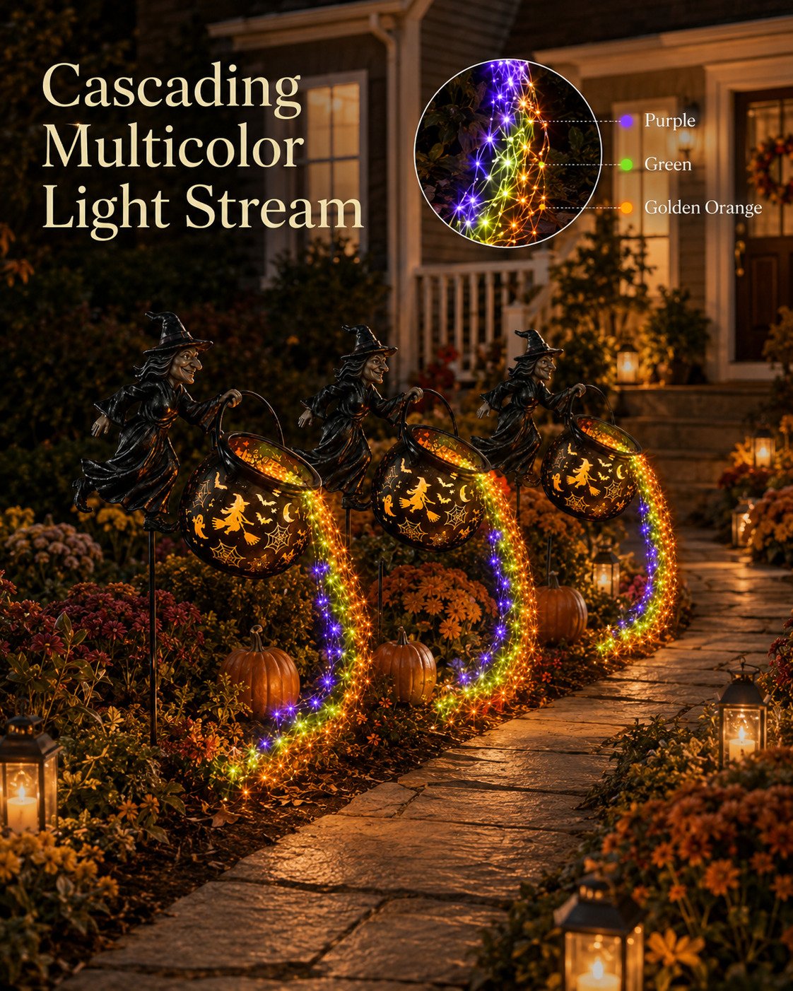 🎃Halloween Witch Cauldron Projection Garden Light – 🧙‍♀️Magical Outdoor Halloween Yard Decoration