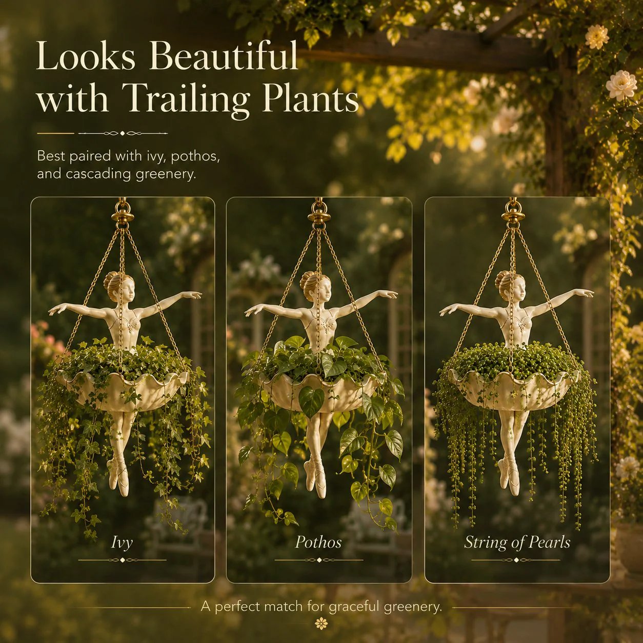 🎁🎉Only $25.99 This Week🎉💃 Ballet Dancer Hanging Planter– 🌿Elegant Garden Decor for Porch & Patio