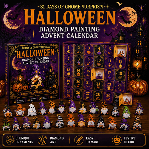 🔥LAST DAY 60% OFF - 🎃✨ 31 Days of Gnome Surprises Halloween Diamond Painting Advent Calendar