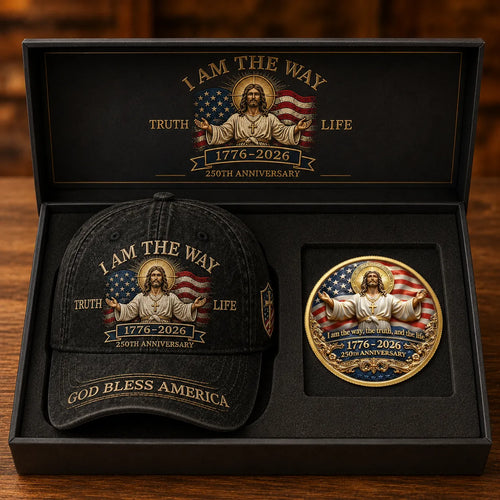I Am The Way 1776–2026 Faith Heritage Cap 🎁 Free Double-Sided Honor Coin With Every Cap Purchase 🇺🇸
