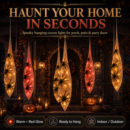 🕷️Glowing Spider Egg Sacs Set – Creepy Halloween Hanging Lights