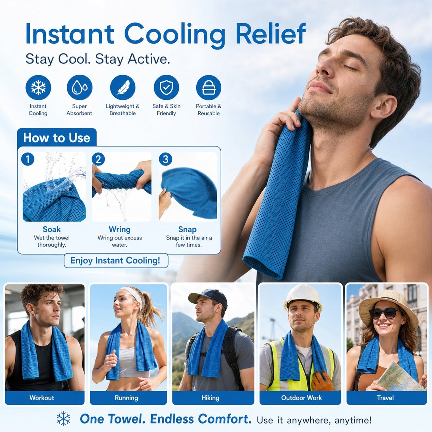 🔥LAST DAY 50% OFF - 🏃❄️Cold Sweat Towel You Can Use Anywhere, Anytime! Reusable Soft Absorbent Cooling Portable