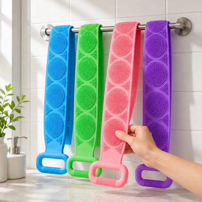 2-Pack Silicone Exfoliating Back Scrubber & Bath Brush with Handles