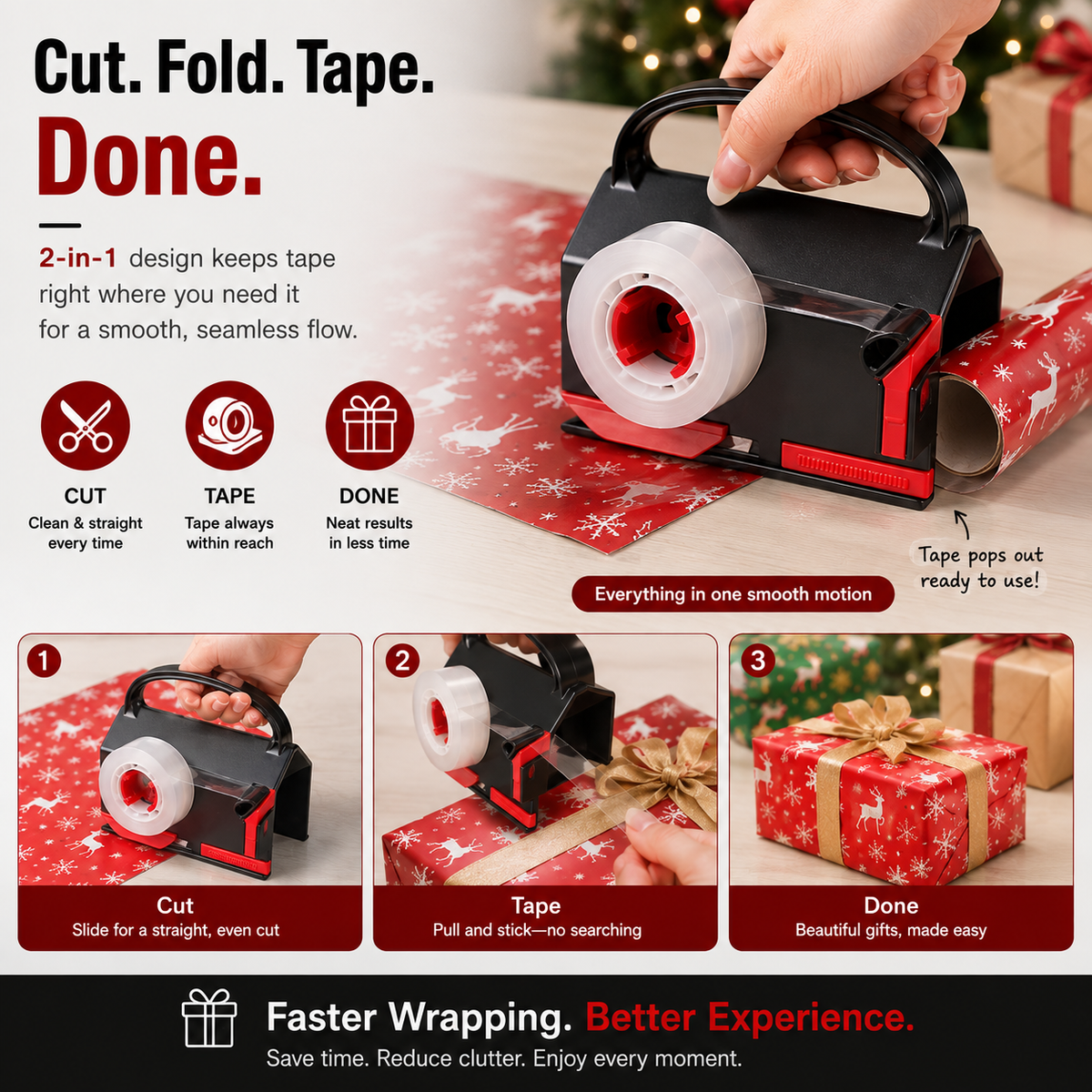 🎁2-in-1 Wrapping Cutter & Tape Dispenser