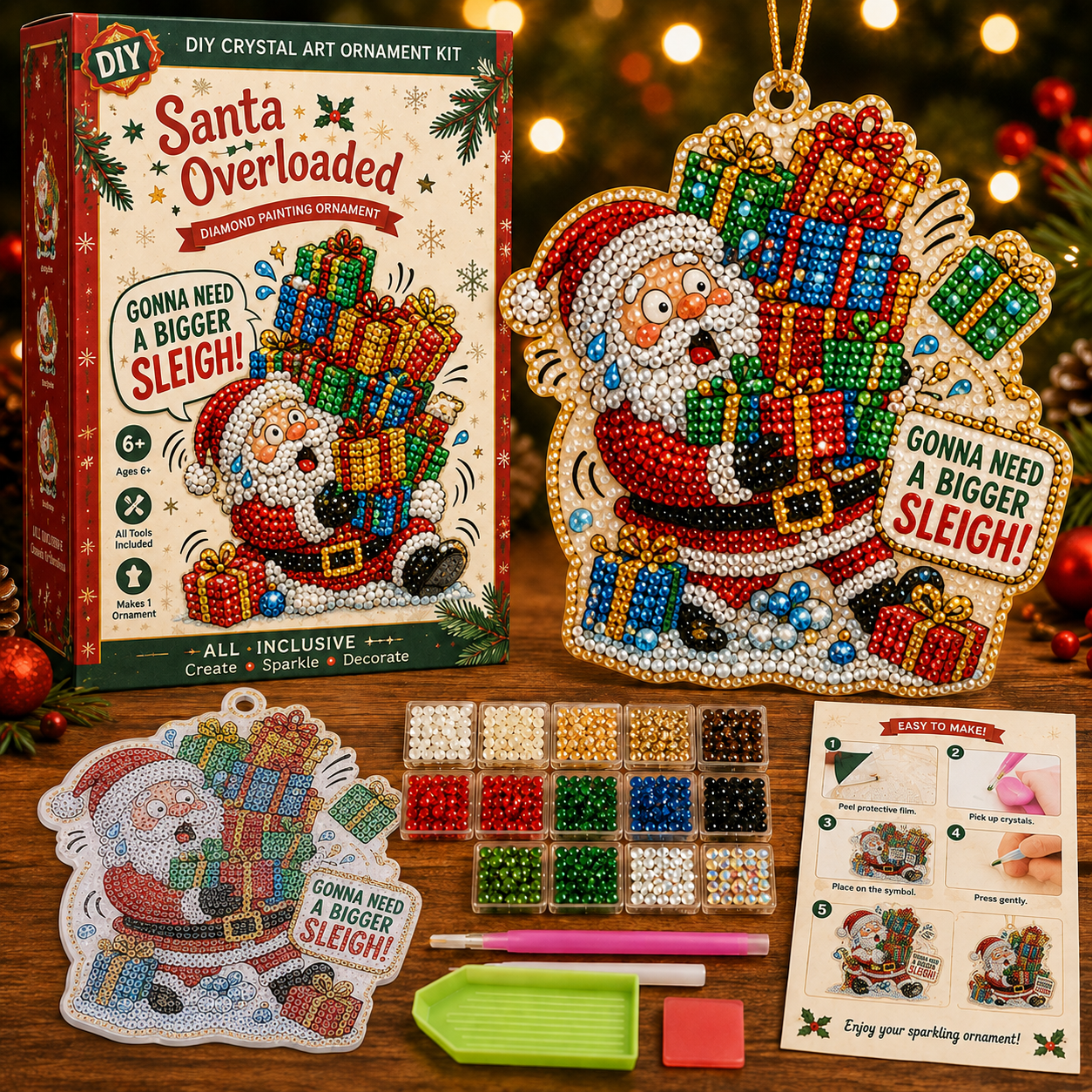 🎄 Funny Christmas Pearl Diamond Art Hanging Ornament Kit