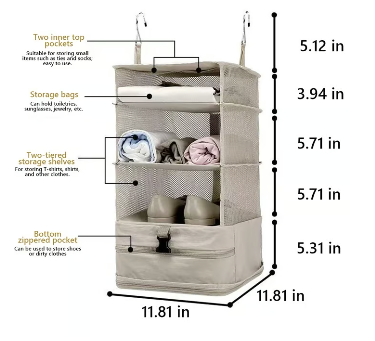 🧳 Travel Hanging Closet Organizer Bag with Hooks & Compression Straps
