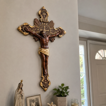 St. Benedict Exorcism Cross wood carved - Bless you and your family