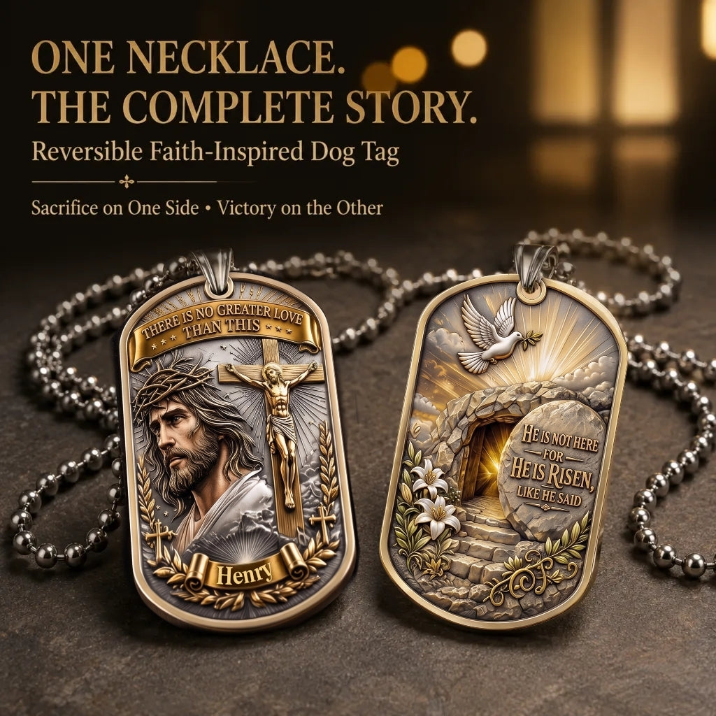 Personalized Reversible Faith Dog Tag Necklace – Wear the Complete Story of Sacrifice & Victory