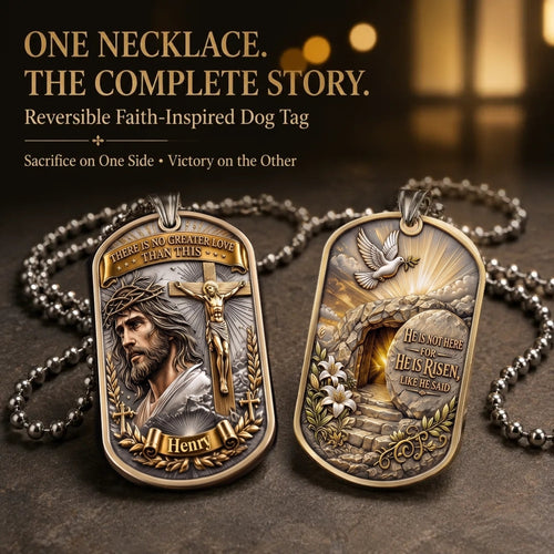 Personalized Reversible Faith Dog Tag Necklace – Wear the Complete Story of Sacrifice & Victory