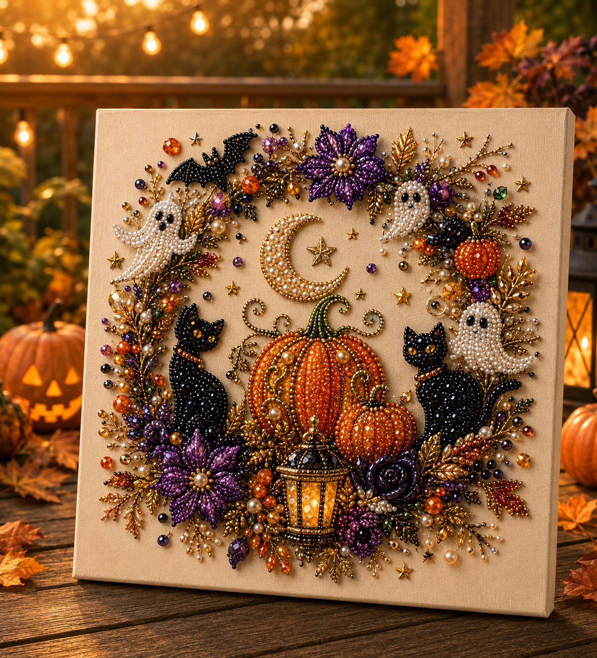 💥 Last Day 49% OFF – 🧙‍♀️✨ Halloween Pearl Art DIY Kit – Turn Tiny Pearls into Spooky-Cute Magic