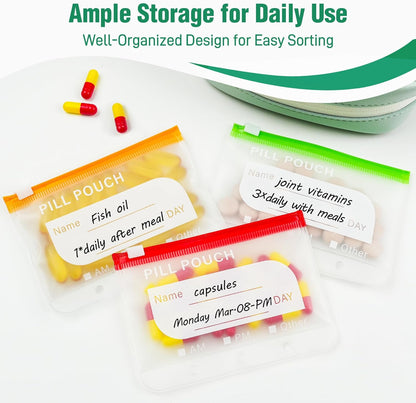 🏆Flash Sale⚡Waterproof Pill Organizer Pouch Set – 14 Removable, Color-Coded Bags, Easy to Label & Refill🔥