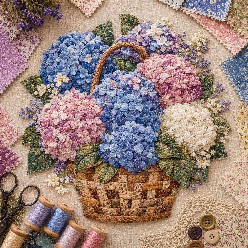 🔥HOT SALE 69% OFF - 🌸Floral Basket Patchwork DIY Kit | 3D Layered Fabric Flower Art Craft for Home Decor & Gifts