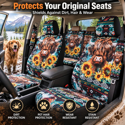 🐂 Highland Cow Western Car Seat Covers