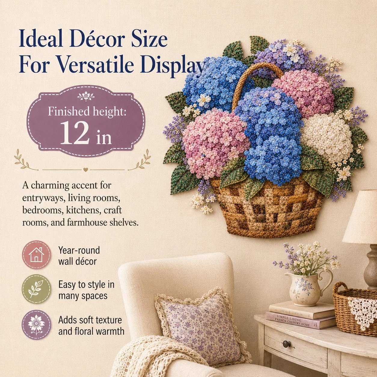 🔥HOT SALE 69% OFF - 🌸Floral Basket Patchwork DIY Kit | 3D Layered Fabric Flower Art Craft for Home Decor & Gifts