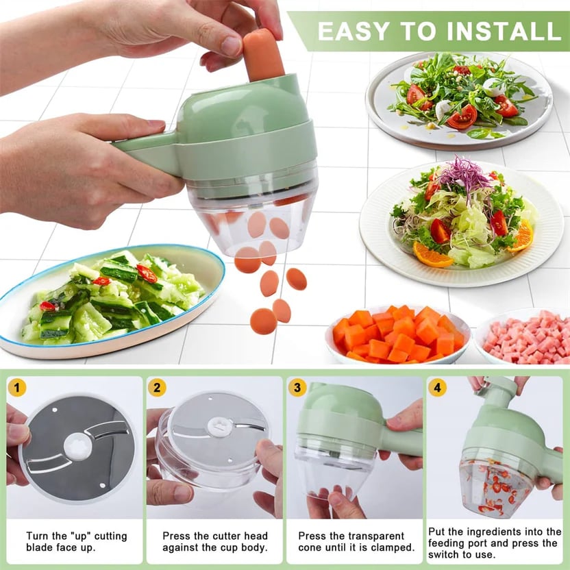 4 in 1 Electric Vegetable Chopper Set, Electric Food Processor