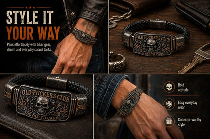 💀 OLD FUCKERS CLUBTM Skull Bracelet – A Badge for Men Who’ve Earned Every Scar & Story