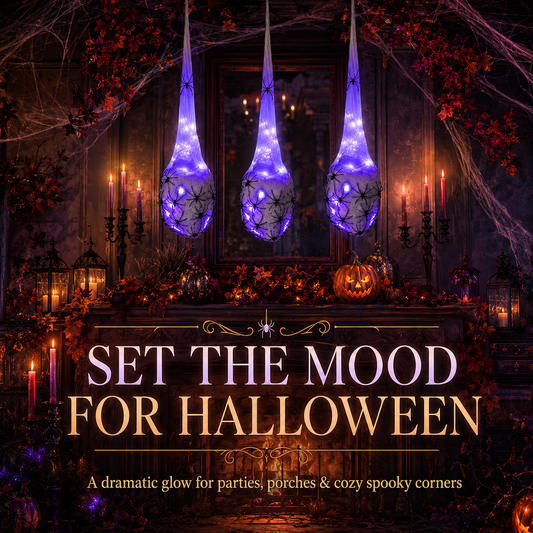 🕷️Glowing Spider Egg Sacs Set – Creepy Halloween Hanging Lights