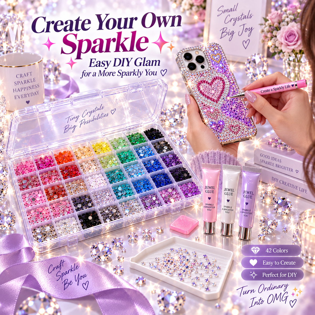 💎Ultimate Crystal Bedazzling Kit✨ – Multi-Color Flatback Rhinestones & DIY Tools