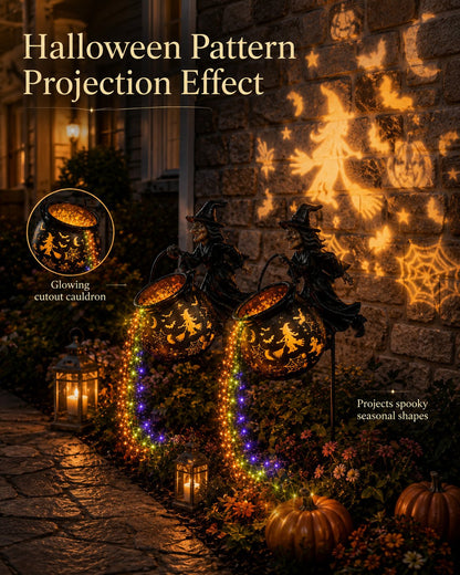 🎃Halloween Witch Cauldron Projection Garden Light – 🧙‍♀️Magical Outdoor Halloween Yard Decoration