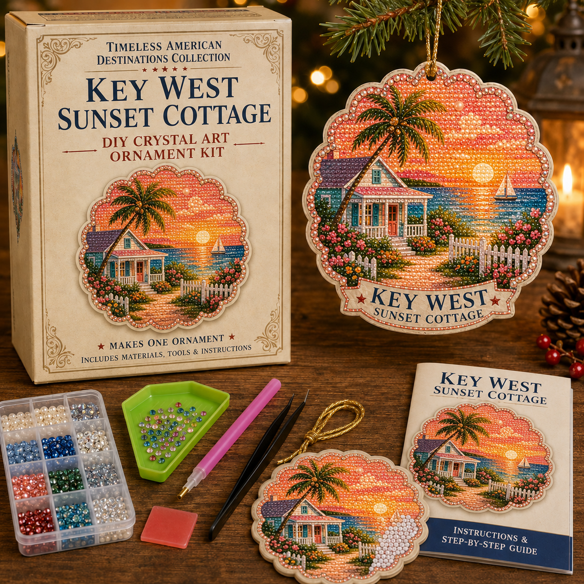 🗺️Timeless American Destinations Pearl Diamond Art Hanging Ornament Kit