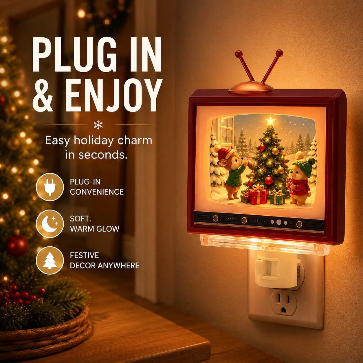 🎄Retro Christmas TV Plug-In Night Light
