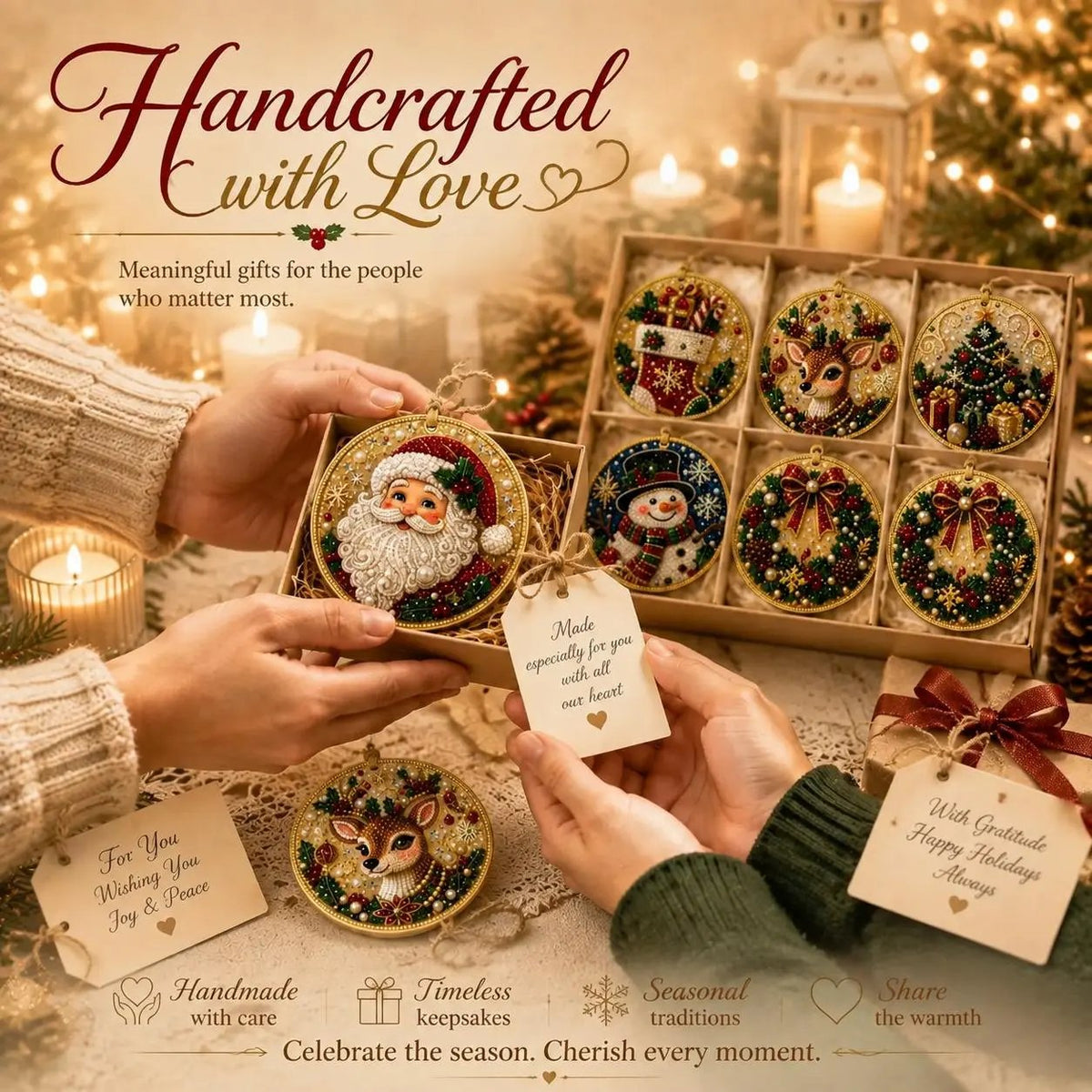 🔥Hot Sale 49% Off🎄Christmas DIY Diamond Painting Ornaments Kit (6-Piece) – Xmas Tree Hanging Craft Decoration