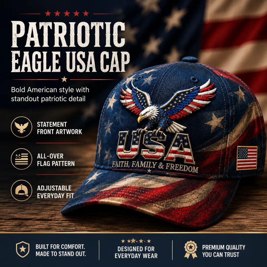 🦅 USA Faith, Family & Freedom Embroidered Vintage Cap | Patriotic Eagle Baseball Hat for Everyday American Pride