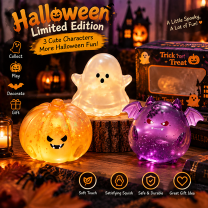 👻🎃🦇Halloween Edition Squishies – Cute Ghost, Bat & Pumpkin Collectible Gift Set