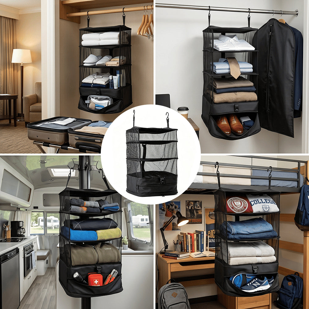 🧳 Travel Hanging Closet Organizer Bag with Hooks & Compression Straps