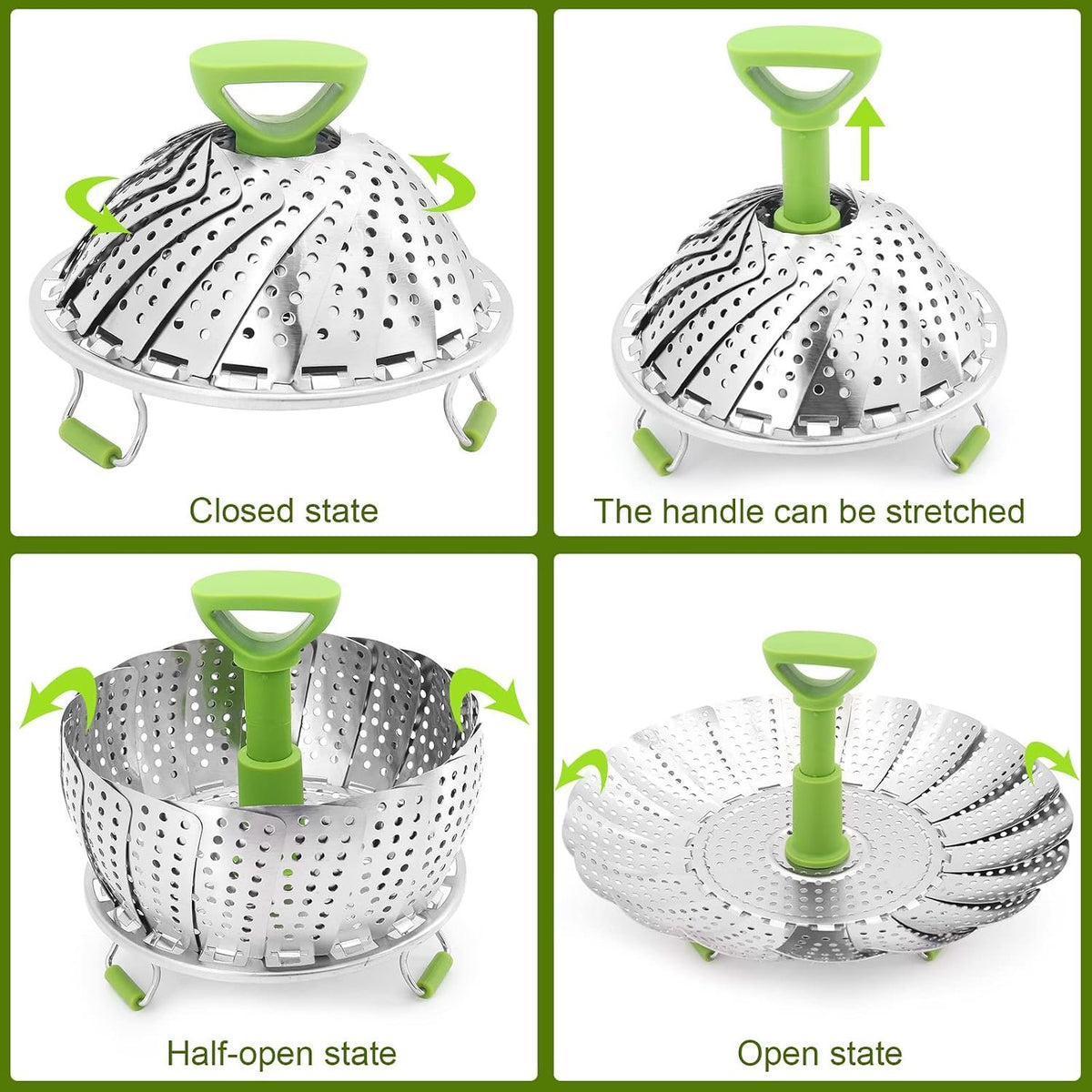 🥦Vegetable Steamer Basket for Cooking Food, Stainless Steel Veggie Steam Basket for Pot