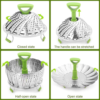 🥦Vegetable Steamer Basket for Cooking Food, Stainless Steel Veggie Steam Basket for Pot