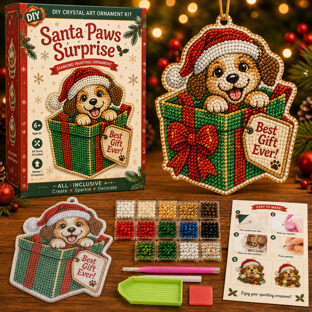 🎄 Funny Christmas Pearl Diamond Art Hanging Ornament Kit