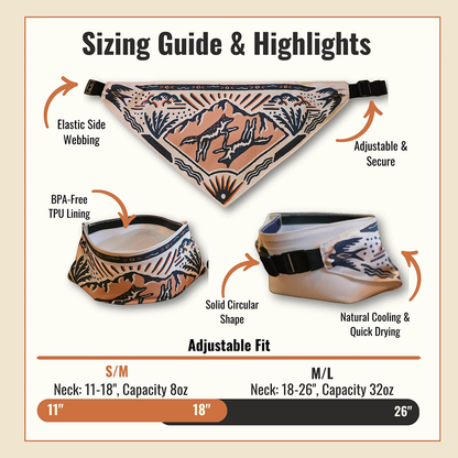 🐶2-in-1 Reversible Dog Bandana Bowl, Lightweight Spill-Proof TPU Travel Feeding Bowl for All Dogs Outdoor Hiking Camping💧