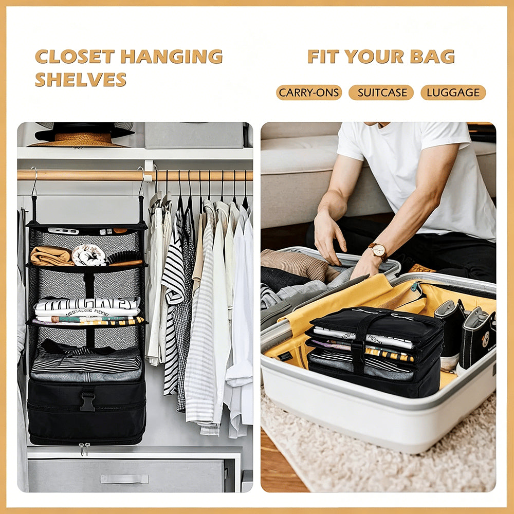 🧳 Travel Hanging Closet Organizer Bag with Hooks & Compression Straps
