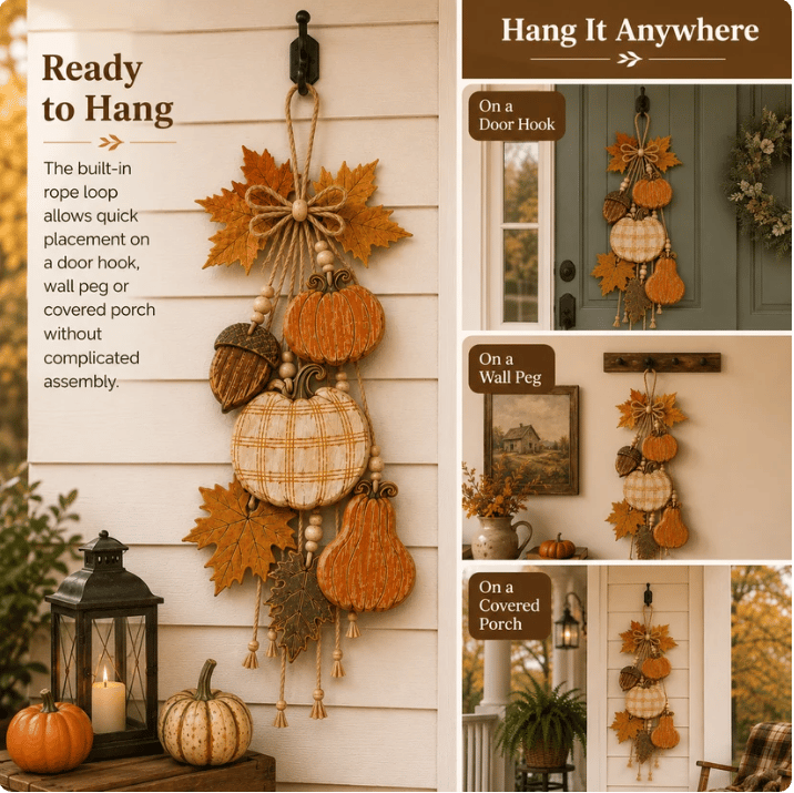 🔥LAST DAY 43% OFF - 🎃Rustic Harvest WoodenDoor Hanger