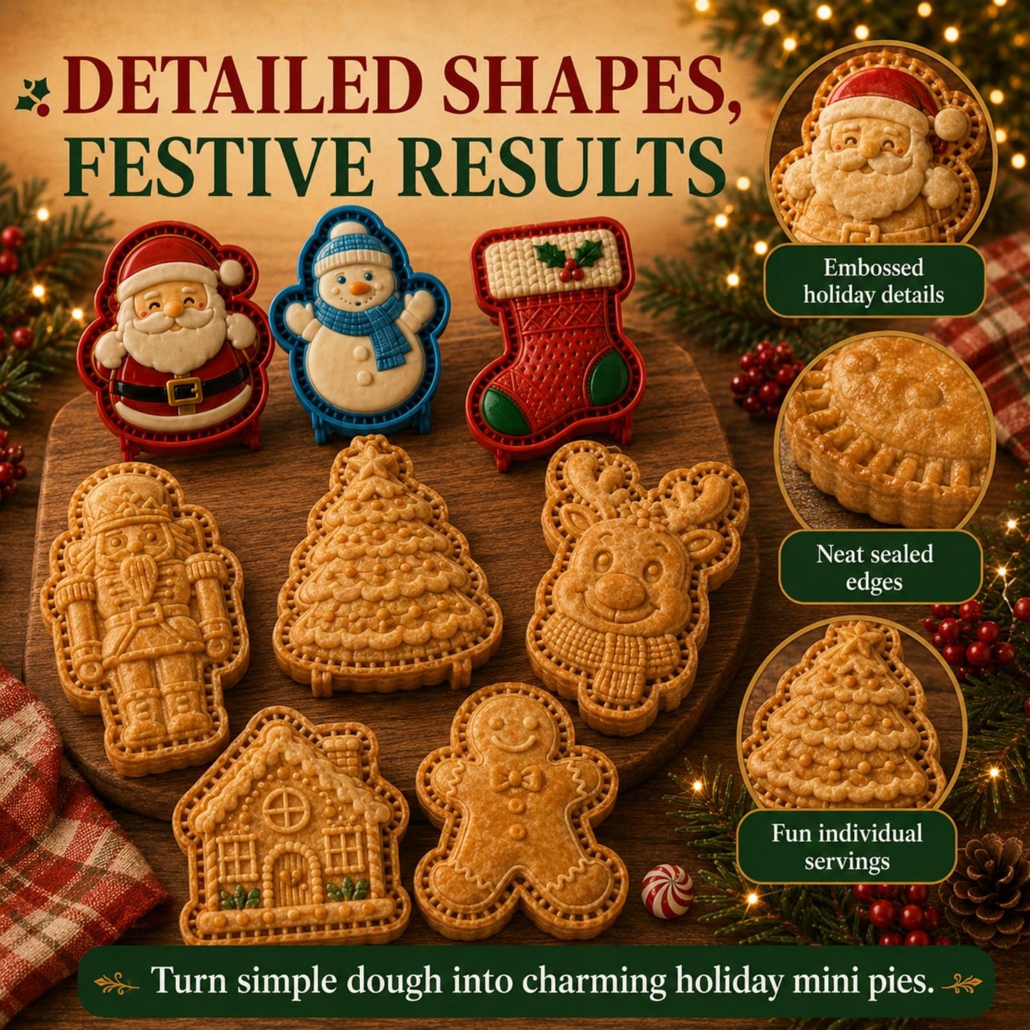 🎅16-Design Christmas Mini Pie Molds- 3D Printed Fidget & Baking Tools for Winter Party Treats & Gifts