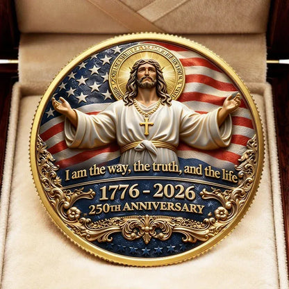 I Am The Way 1776–2026 Faith Heritage Cap 🎁 Free Double-Sided Honor Coin With Every Cap Purchase 🇺🇸