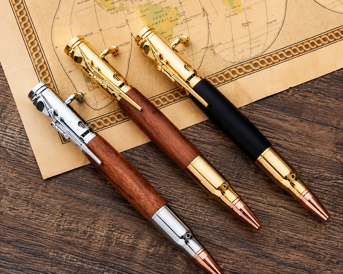 🖊Handcrafted by Jake Wilson🖊 Bolt Action Wooden Bullet PenTM | Crafted From Real Wood & Bullet Casing