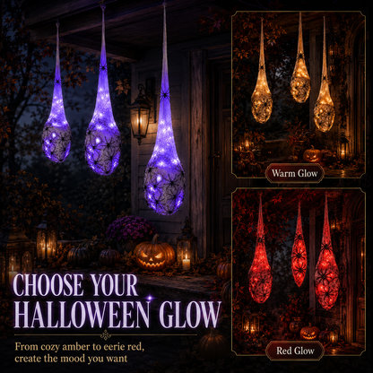 🕷️Glowing Spider Egg Sacs Set – Creepy Halloween Hanging Lights