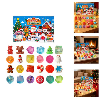 Lobby Inspired 24Pcs Squishy Fidget Toy Advent Calendar, Christmas Countdown Surprise Variety Squeeze Toy Pack, Kids Christmas Stocking Stuffer