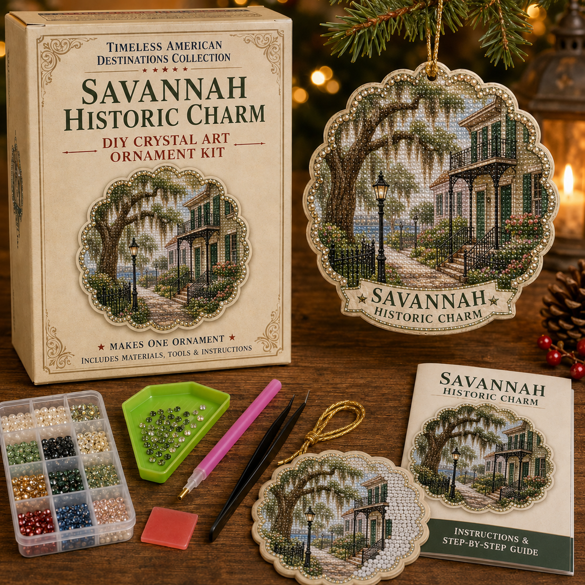 🗺️Timeless American Destinations Pearl Diamond Art Hanging Ornament Kit