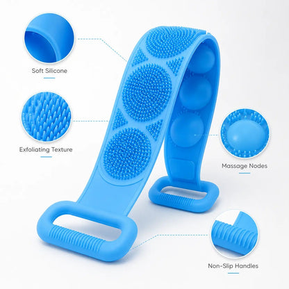 2-Pack Silicone Exfoliating Back Scrubber & Bath Brush with Handles