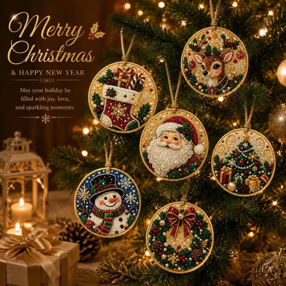 Christmas DIY Diamond Painting Ornaments Kit (12-Piece) – Xmas Tree Hanging Craft Decoration