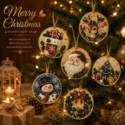Christmas DIY Diamond Painting Ornaments Kit (12-Piece) – Xmas Tree Hanging Craft Decoration